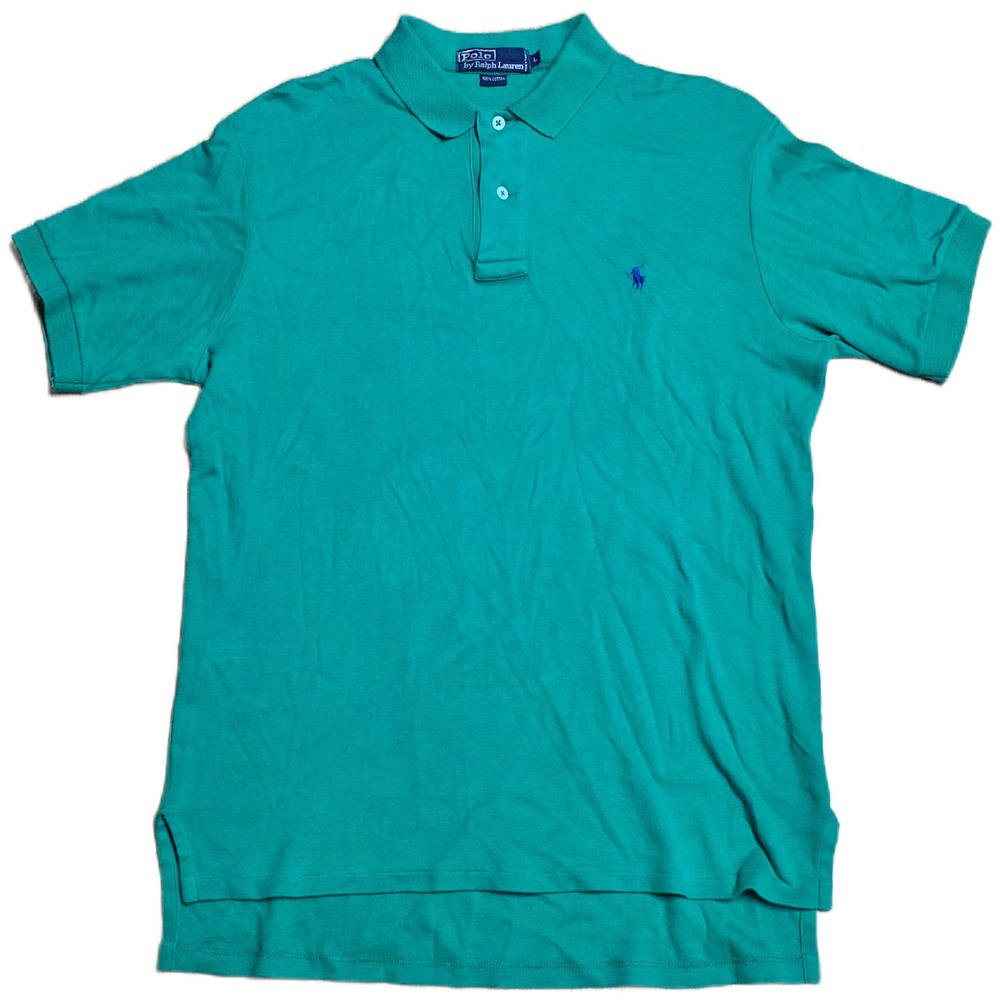 Vintage Polo Ralph Lauren  Polo Shirt Men's Size L‎ Green Big Pony Logo Cotton